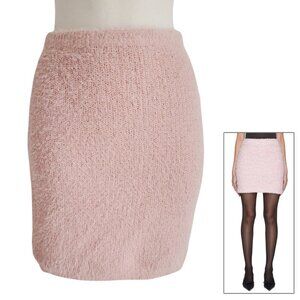 Mimi Chica Fuzzy Plush Hairy Sweater Skirt Blush Light Pink M